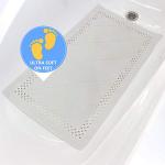 SAFELAND- Non-Slip Bath, Shower, Tub Mat, TPR Material, Eco-Friendly, Non-PVC, Machine Washable, No Odor, with Powerful Suction Cups and Drain Holes, Corded Tile (16"x28" White)
