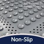 SAFELAND- Non-Slip Bath, Shower, Tub Mat, TPR Material, Eco-Friendly, Non-PVC, Machine Washable, No Odor, with Powerful Suction Cups and Drain Holes, Corded Tile (16"x28" White)
