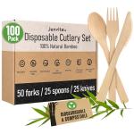 Bamboo Cutlery Set - 100% Biodegradable Utensils