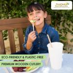 300-Piece Compostable Wooden Cutlery Set – 100 Forks, 100 Spoons, 100 Knives – Disposable Utensils in Paper Box Tray – Eco-Friendly for Restaurants, Schools, Offices, Parties, Catering