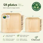 Chic Leaf Compostable & Biodegradable Palm Leaf Disposable Bamboo Plates - Disposable Party Plates for Appetizers - Party Supplies (10 & 7 Inch Square)