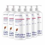 ATTITUDE Dishwashing Liquid, EWG Verified, Vegan Dish Soap, Plant Based, Naturally Derived Products, Pink Grapefruit, 33.8 Fl Oz (Pack of 6)