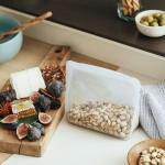 Stasher Silicone Reusable Storage Bag, Stand-Up Mid, Reusable Freezer Bag, Microwave, Dishwasher, Oven Safe, Sous Vide, Premium Lunch Container, Eco Friendly, Food Storage Bags, 56 oz, Clear
