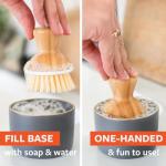 Eco-Friendly Bamboo Dish Brush & Soap Dispenser Set
