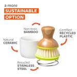 Eco-Friendly Bamboo Dish Brush & Soap Dispenser Set
