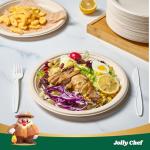 JOLLY CHEF 100% Compostable Paper Plates, 150 Pack 10 Inch Heavy Duty Plates, Disposable Biodegradable Eco-Friendly Sugarcane, Bulk Nature