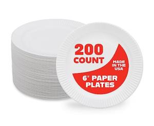 Hygloss Products Paper Plates - Uncoated White Plate - Use for Foodware, Events, Activities, Crafts Projects and More - Environmentally Friendly - Recyclable and Disposable - 6-Inches - 200 Pack
