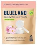 BLUELAND Laundry Detergent Tablets, 120 Count, Spring Bloom Scent, Plastic-Free Eco-Friendly Pods, Sheets, Liquid Alternative - Safe for Sensitive Skin, Gentle