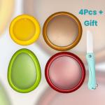 4Pcs Silicone Food Storage Containers with Bonus Knife🍎 🔪- Reusable for Avocado 🥑, Onion 🧅,Tomato 🍅 & Limon.