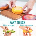 4Pcs Silicone Food Storage Containers with Bonus Knife🍎 🔪- Reusable for Avocado 🥑, Onion 🧅,Tomato 🍅 & Limon.