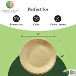 Charity Leaf Disposable Palm Leaf 6" Round Plates (50 pieces) Bamboo Like Serving Platters, Disposable Boards, Eco-Friendly Dinnerware For Weddings, Catering, Events