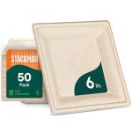 Eco-Friendly 6-Inch Compostable Paper Plates (50-Pack)