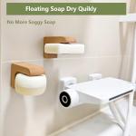 2sets Wood Magnetic Bar Soap Holder for Shower Wall,Magnet Air Dry Soap Saver Self Draining, Eco-Friendly Wooden Soap Dish for Soaps & Beard Shampoo Bars