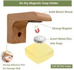 2sets Wood Magnetic Bar Soap Holder for Shower Wall,Magnet Air Dry Soap Saver Self Draining, Eco-Friendly Wooden Soap Dish for Soaps & Beard Shampoo Bars