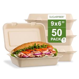 Eco-Friendly Clamshell Containers for Takeout (50 Count)
