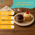 ECO SOUL 100% Compostable 6 Inch Small Paper Plates (100-Pack) Disposable Party Heavy Duty, Eco-Friendly, Appetizer, Dessert, Wedding Plates I Biodegradable Unbleached Sugarcane Eco Plates