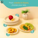 ECO SOUL 100% Compostable 6 Inch Small Paper Plates (100-Pack) Disposable Party Heavy Duty, Eco-Friendly, Appetizer, Dessert, Wedding Plates I Biodegradable Unbleached Sugarcane Eco Plates
