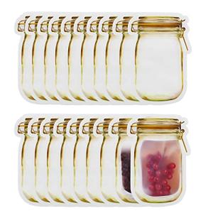 Mason Jar Bags Yellow, 40 Pcs Reusable Airtight Seal Food Storage Bags Leak-Proof Saver Bags for Travel Camping, 8 OZ