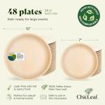 Chic Leaf Round Palm Leaf Plates - 10-Inch & 7-Inch, Pack of 48 - Compostable Disposable Bamboo Plates for Parties, Thanksgiving Family Meal and Christmas Dinner