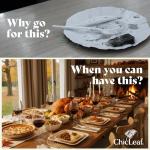 Chic Leaf Round Palm Leaf Plates - 10-Inch & 7-Inch, Pack of 48 - Compostable Disposable Bamboo Plates for Parties, Thanksgiving Family Meal and Christmas Dinner