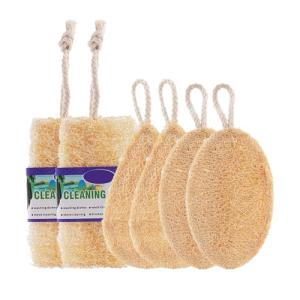 Natural Loofah Dish Sponge Pack 6 Vegetable Scrubber for Kitchen -100% Biodegradable Compostable Dishwashing Scouring Pad Zero Waste Plastic Free Eco Friendly Sustainable