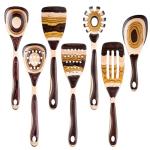 Gudamaye 7-Piece Brown Pakkawood Utensils Set – Sturdy, Eco-Friendly, Wooden Spoons for cooking, Wooden Utensil for cooking, Wooden Kitchen Tool, Home & Kitchen Gifts for Men and Women