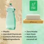 Green Llama Eco-Friendly Dish Washing Bar Soap Set with 2 Fragrance-Free Solid Coconut Oil Bars, Sisal Scrub Brush, and Bamboo Holder - Sustainable Kitchen Cleaning set
