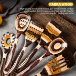 Gudamaye 7-Piece Brown Pakkawood Utensils Set – Sturdy, Eco-Friendly, Wooden Spoons for cooking, Wooden Utensil for cooking, Wooden Kitchen Tool, Home & Kitchen Gifts for Men and Women