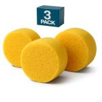 Simply Useful Products Round Sponge 3 Pack, Kitchen Sponge Set - Durable, Eco-Friendly Cleaning & Shower Sponges for Non-Stick Cookware, Heavy-Duty Tasks, Reusable & Washable