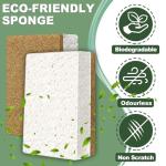 Aheroi Natural Dish Sponge, 18 Count Plant-Based Biodegradable Kitchen Sponges for Dishes, Compostable Eco Friendly Sponges, Organic Cleaning Sponge Dish Scrubber Products for Household, Non Scratch