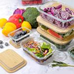 Urban Green Glass Containers with Bamboo Lids, Bamboo Meal Prep Storage Containers with Lids, Oven, Freezer, Microwave Safe, Pack of 4, 35oz