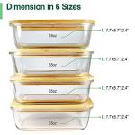 Urban Green Glass Containers with Bamboo Lids, Bamboo Meal Prep Storage Containers with Lids, Oven, Freezer, Microwave Safe, Pack of 4, 35oz