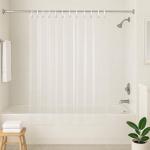 Abela Home Products Clear Shower Curtain Liner with Magnets & Plastic Hooks – Lightweight, Washable, Eco-Friendly, Sustainable Bathroom Liner – Fits Standard Showers, Water Resistant