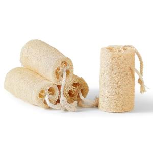 Reemix Natural Loofah Exfoliating Body Scrubber 4-Piece Long Cylinder Set - Large Home & Shower Sponge for Face & Body, Eco-Friendly Bath Tool for Gentle Exfoliation, Spa-Like Experience at Home