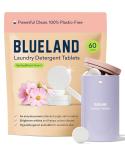 BLUELAND Laundry Detergent Tablets, Starter Set, 60 Count with Tin, Spring Bloom Scent, Plastic-Free Eco-Friendly Pods, Sheets, Liquid Alternative - Natural, Gentle, Non Toxic