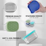 Tanjiae Small (1 CUP) Stainless Steel Snack Containers for Kids | Easy Open Leak Proof Food Containers with Silicone Lids - Perfect Metal Toddler Lunch Box for Daycare and School (8oz)