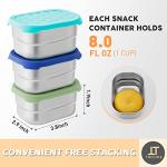 Tanjiae Small (1 CUP) Stainless Steel Snack Containers for Kids | Easy Open Leak Proof Food Containers with Silicone Lids - Perfect Metal Toddler Lunch Box for Daycare and School (8oz)