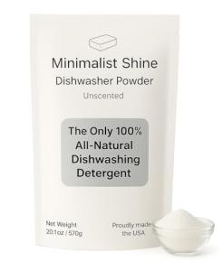 Minimalist Shine Dishwasher Detergent, 100% Plastic-Free Dishwashing Soap, Eco-Friendly, All Natural Sustainable Dishwasher Powder, Cuts Grease and Grime, Non-Toxic and Unscented, 60 Loads