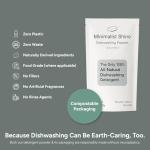 Minimalist Shine Dishwasher Detergent, 100% Plastic-Free Dishwashing Soap, Eco-Friendly, All Natural Sustainable Dishwasher Powder, Cuts Grease and Grime, Non-Toxic and Unscented, 60 Loads
