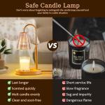 Skjrvrh Candle Warmer Lamp with Timer: Electric Candles Wax Warmers Glass Lamps for Jar Candles Burner Adjustable Height and Dimmable Light Modern No Flame Scented Candle Warming Lantern, Amber