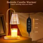 Skjrvrh Candle Warmer Lamp with Timer: Electric Candles Wax Warmers Glass Lamps for Jar Candles Burner Adjustable Height and Dimmable Light Modern No Flame Scented Candle Warming Lantern, Amber
