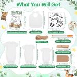 Pydeeirom 151 Pcs Baby Shower Game Decorations Kit with Bibs, Bodysuits, Wooden Sign & Fabric Markers (ForestAnimals)