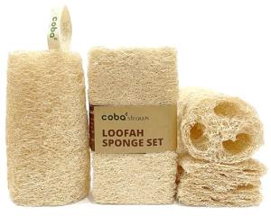Coba Straws Natural Loofah Sponge – Shower Loofah Exfoliating Body Scrubber for Women & Men | Multi-Use Sponge for Shower, Spa, Kitchen, Pet | 100% Natural, Dye-Free, Eco-Friendly | Pack of 4