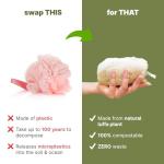 Coba Straws Natural Loofah Sponge – Shower Loofah Exfoliating Body Scrubber for Women & Men | Multi-Use Sponge for Shower, Spa, Kitchen, Pet | 100% Natural, Dye-Free, Eco-Friendly | Pack of 4