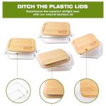 JUST VEGAN Airtight Glass Food Storage Containers with Bamboo Lids, Set of 4 Secure-Seal Containers for Meal Prep, 100% Leakproof, Plastic Free, Oven & Microwave Safe (4 Pack)