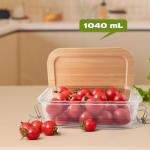 JUST VEGAN Airtight Glass Food Storage Containers with Bamboo Lids, Set of 4 Secure-Seal Containers for Meal Prep, 100% Leakproof, Plastic Free, Oven & Microwave Safe (4 Pack)