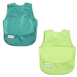 Tiny Twinkle Mess Proof Baby Bibs | 2 Pack Waterproof Toddler Bib for Eating | Baby Apron for Feeding, Machine Washable, Perfect Shower Gift (Rainforest, 6–24M)
