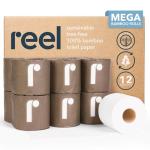 Reel Premium Toilet Paper - 12 Rolls of Toilet Paper - 3-Ply Made from Tree-Free - Zero Plastic Packaging, Septic Safe