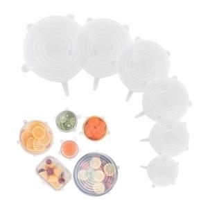Silicone Stretch Lids – 6 Pack Reusable Food Covers,Flexible Silicone for Bowls, Containers, Fruits – Airtight & Leakproof Seal for Kitchen Storage(transparent)