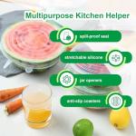 Silicone Stretch Lids – 6 Pack Reusable Food Covers,Flexible Silicone for Bowls, Containers, Fruits – Airtight & Leakproof Seal for Kitchen Storage(transparent)